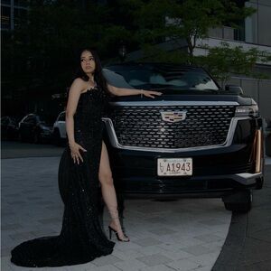 Black Sequin Customized Albina Dyla Gown